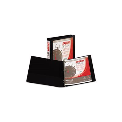 Speedy Spine Round Ring View Binder, 11 x 8-1 / 2, 1" Cap, Black