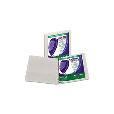 Clean Touch Locking Round Ring View Binder, Antimicrobial, 1 / 2" Cap, White