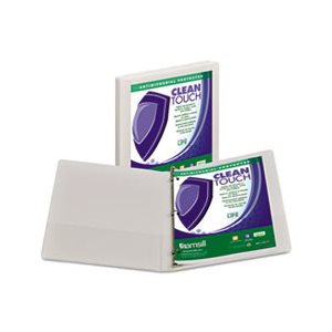 Clean Touch Locking Round Ring View Binder, Antimicrobial, 1 / 2" Cap, White