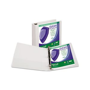 Clean Touch Locking Round Ring View Binder, Antimicrobial, 2" Cap, White