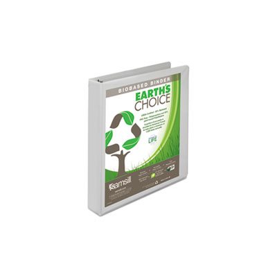 Earth's Choice Biobased Round Ring View Binder, 1" Cap, White