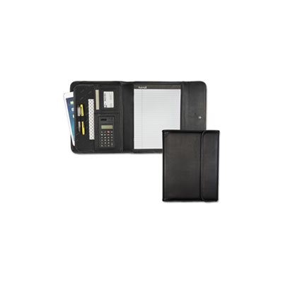 Professional Tri-Fold Padfolio w / Calculator, Writing Pad, Vinyl, Black