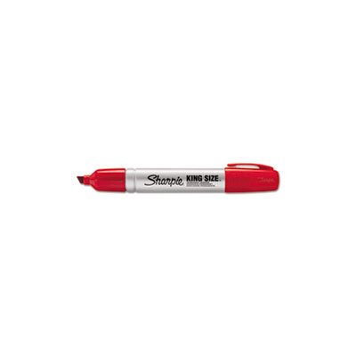 King Size Permanent Marker, Chisel Tip, Red, Dozen