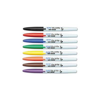 Vis-à-Vis Wet-Erase Marker, Fine Point, Assorted, 8 / Set