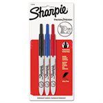 Retractable Permanent Marker, Ultra Fine Tip, Black, Blue, Red, 3 / Set