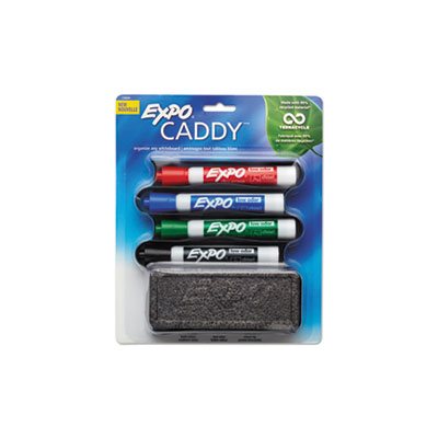 Mountable Whiteboard Caddy, With 4 Markers / Eraser, Set