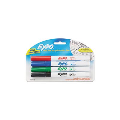 Low-Odor Dry-Erase Marker, Ultra Fine Point, Assorted, 4 / Pack