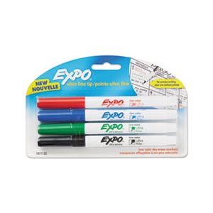 Low-Odor Dry-Erase Marker, Ultra Fine Point, Assorted, 4 / Pack