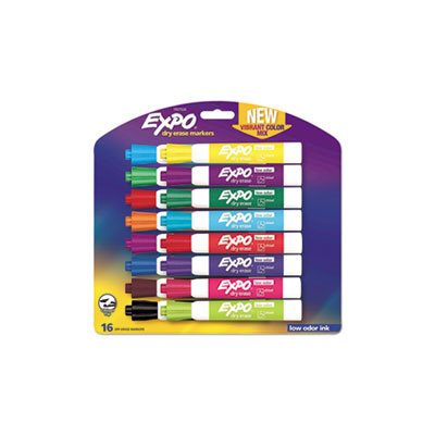 Low Odor Dry Erase Vibrant Color Markers, Assorted Colors, Medium, 16 / Set