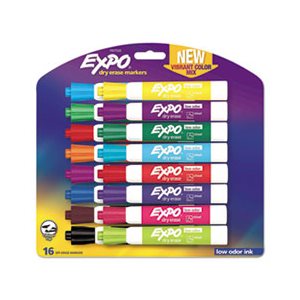 Low Odor Dry Erase Vibrant Color Markers, Assorted Colors, Medium, 16 / Set