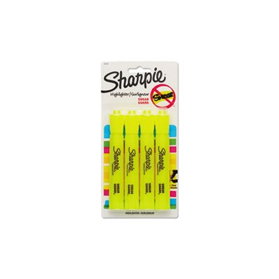 Accent Tank Style Highlighter, Chisel Tip, Fluorescent Yellow, 4 / Set