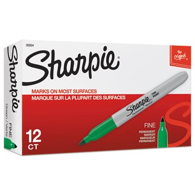 Fine Point Permanent Marker, Green, Dozen