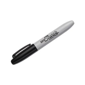 Super Permanent Markers, Fine Point, Black, 6 / Pack