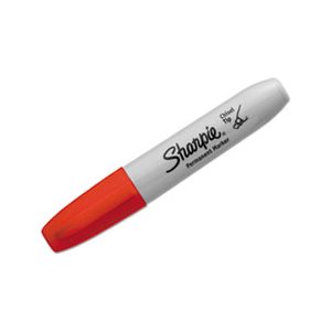 Permanent Marker, 5.3mm Chisel Tip, Red, Dozen