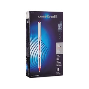 Vision Roller Ball Stick Waterproof Pen, Red Ink, Fine, Dozen