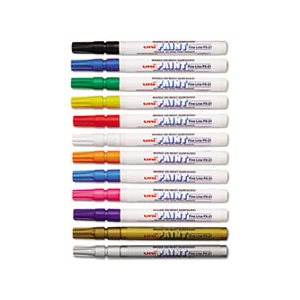 uni-Paint Markers, Fine Point, Assorted, 12 / Set