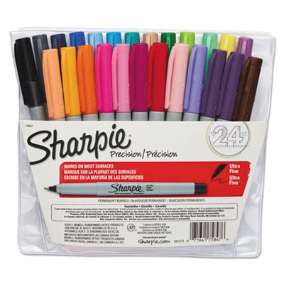 Permanent Markers, Ultra Fine Point, Assorted, 24 / Set