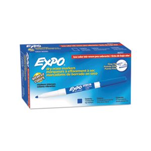 Low Odor Dry Erase Marker, Fine Point, Blue, Dozen