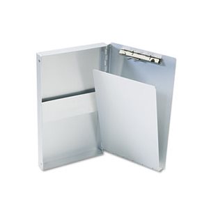 Snapak Aluminum Side-Open Forms Folder, 3 / 8" Clip, 5 2 / 3 x 9 1 / 2 Sheets, Silver