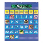 Monthly Calendar Pocket Chart, 25 1 / 2 x 10 x 0.13, Blue / Clear