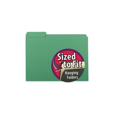 Interior File Folders, 1 / 3 Cut Top Tab, Letter, Green, 100 / Box