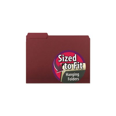 Interior File Folders, 1 / 3 Cut Top Tab, Letter, Maroon, 100 / Box