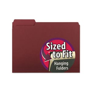 Interior File Folders, 1 / 3 Cut Top Tab, Letter, Maroon, 100 / Box