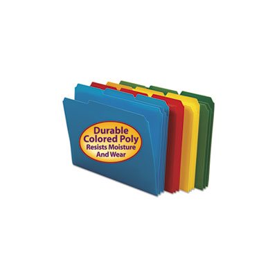 Waterproof Poly File Folders, 1 / 3 Cut Top Tab, Letter, Assorted, 24 / Box