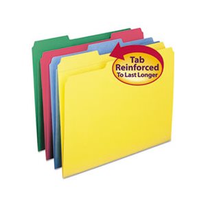 File Folders, 1 / 3 Cut, Reinforced Top Tabs, Letter, Assorted, 12 / Pack