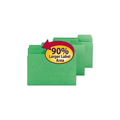 SuperTab Colored File Folders, 1 / 3 Cut, Letter, Green, 100 / Box