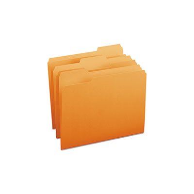 File Folders, 1 / 3 Cut Top Tab, Letter, Orange, 100 / Box