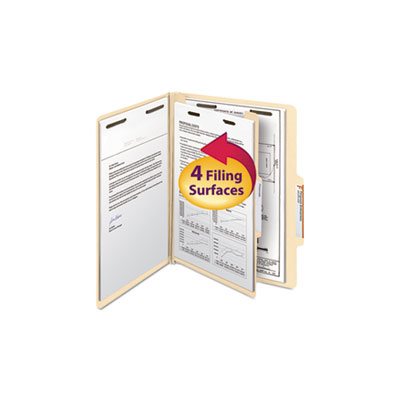 Manila Classification Folders with 2 / 5 Right Tab, Letter, Four-Section, 10 / Box