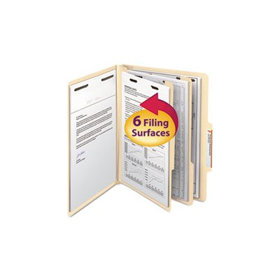 Manila Classification Folders with 2 / 5 Right Tab, Letter, Six-Section, 10 / Box