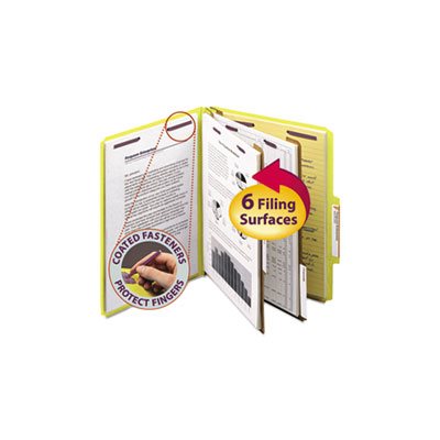 Pressboard Classification Folders, Letter, Six-Section, Yellow, 10 / Box