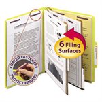 Pressboard Classification Folders, Letter, Six-Section, Yellow, 10 / Box