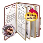Pressboard Classification Folders, Self Tab, Letter, Eight-Section, Red, 10 / Box