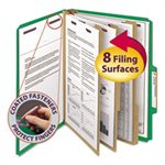 3" Expansion Classification Folder, 2 / 5 Cut, Letter, 8-Section, Green, 10 / Box