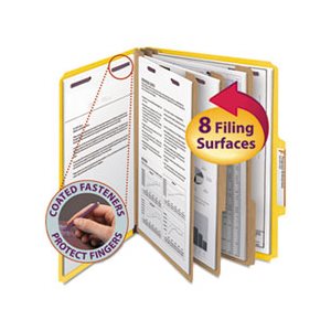 3" Expansion Classification Folder, 2 / 5 Cut, Letter, 8-Section, Yellow, 10 / Box