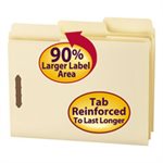 FASTENER FOLDERS, SuperTab, 1 / 3 Cut, 11 Point, Letter, Manila, 50 / Box