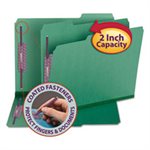FASTENER FOLDERS, Colored, Pressboard, Letter, 1 / 3 Cut, Green, 25 / Box