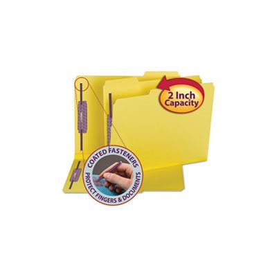 FASTENER FOLDERS, Colored, Pressboard, Letter, 1 / 3 Cut, Yellow, 25 / Box