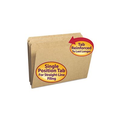 Kraft File Folders, Straight Cut, Reinforced Top Tab, Legal, Kraft, 100 / Box