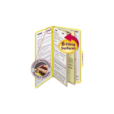 Pressboard Classification Folders, Legal, Six-Section, Yellow, 10 / Box