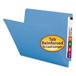 Colored File Folders, Straight Cut, Reinforced End Tab, Letter, Blue, 100 / Box