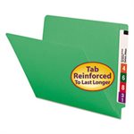 Colored File Folders, Straight Cut, Reinforced End Tab, Letter, Green, 100 / Box