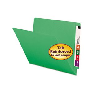 Colored File Folders, Straight Cut, Reinforced End Tab, Letter, Green, 100 / Box