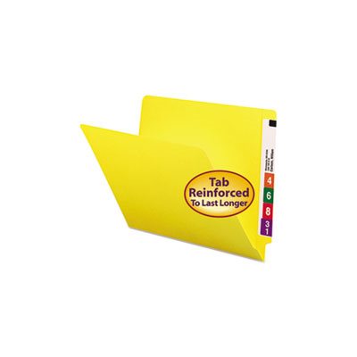 Colored File Folders, Straight Cut, Reinforced End Tab, Letter, Yellow, 100 / Box