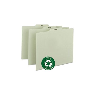 Recycled Top Tab File Guides, Monthly, 1 / 3 Tab, Pressboard, Letter, 12 / Set