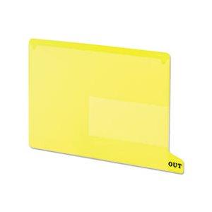 Colored Poly Out Guides with Pockets, Poly, Letter, Yellow, 25 / Box