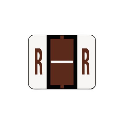 A-Z Color-Coded Bar-Style End Tab Labels, Letter R, Brown, 500 / Roll